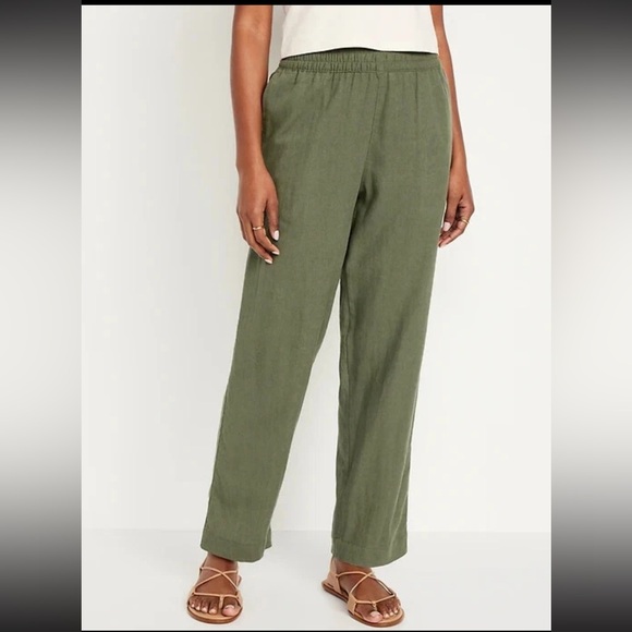 Old Navy High-Rise Linen Blend Straight Pant - Picture 1 of 4